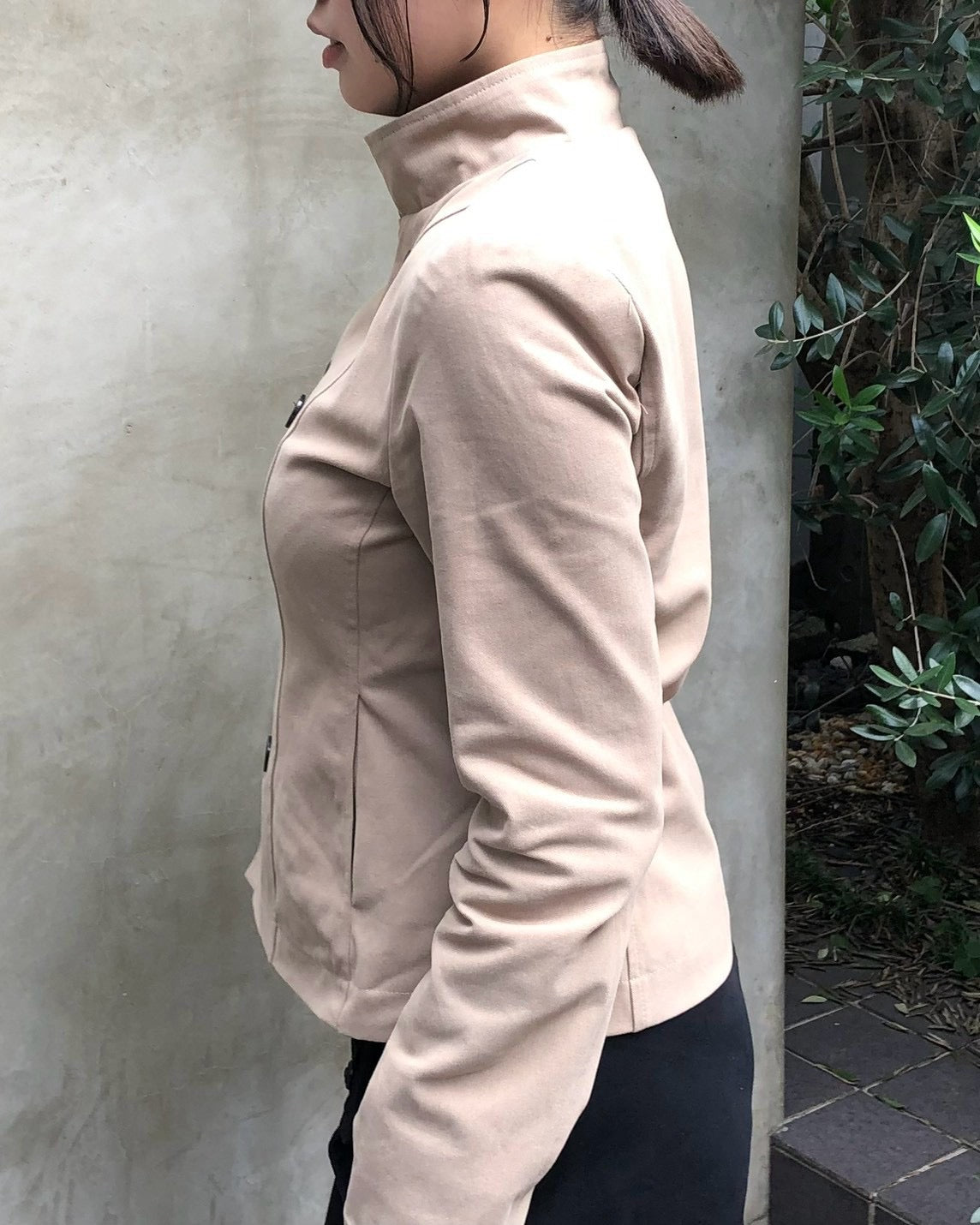 受注制【OaKS】low-neck slim-fit jacket (3color)