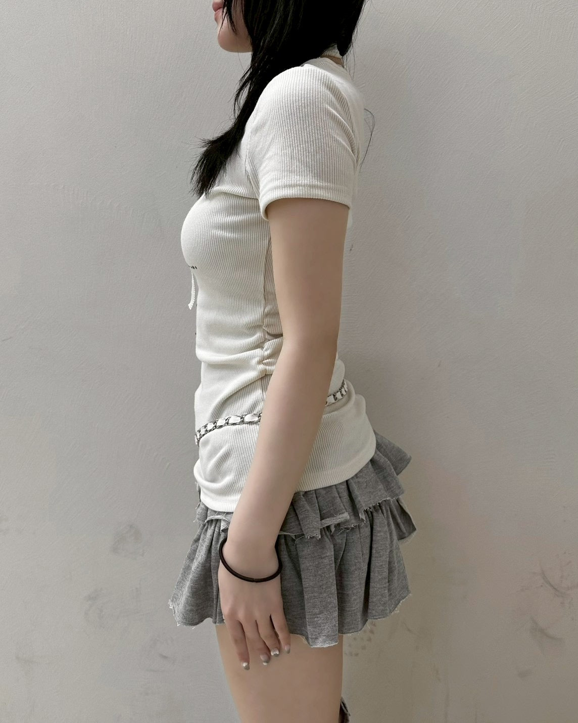 【nmtc+】Mika Cross Shirring Tee Scarf Set (3color)