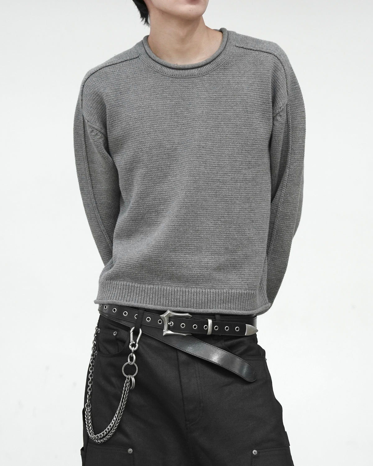 【CHIKASHITSU PLUS HIGH】Contour roll knit sweater (2color)