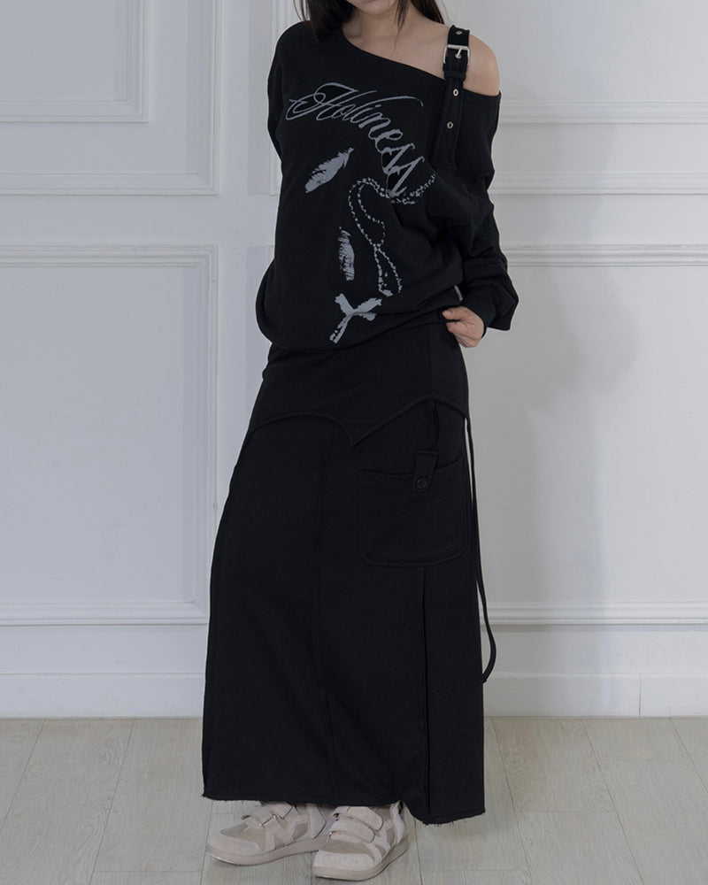 【FANCY CLUB】OVERLAY MAXI SKIRT