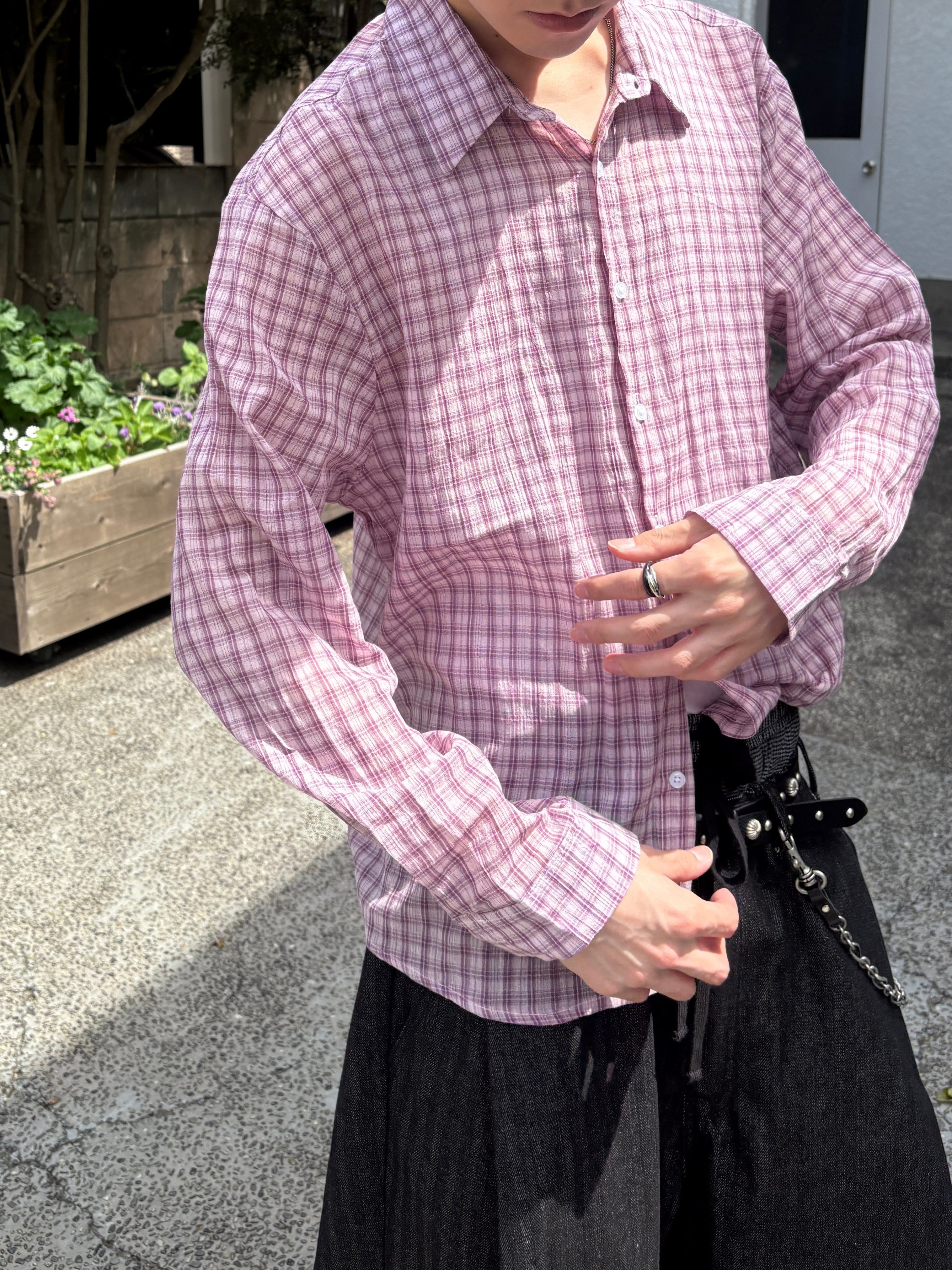受注制【youll】sheer check shirt (3color)