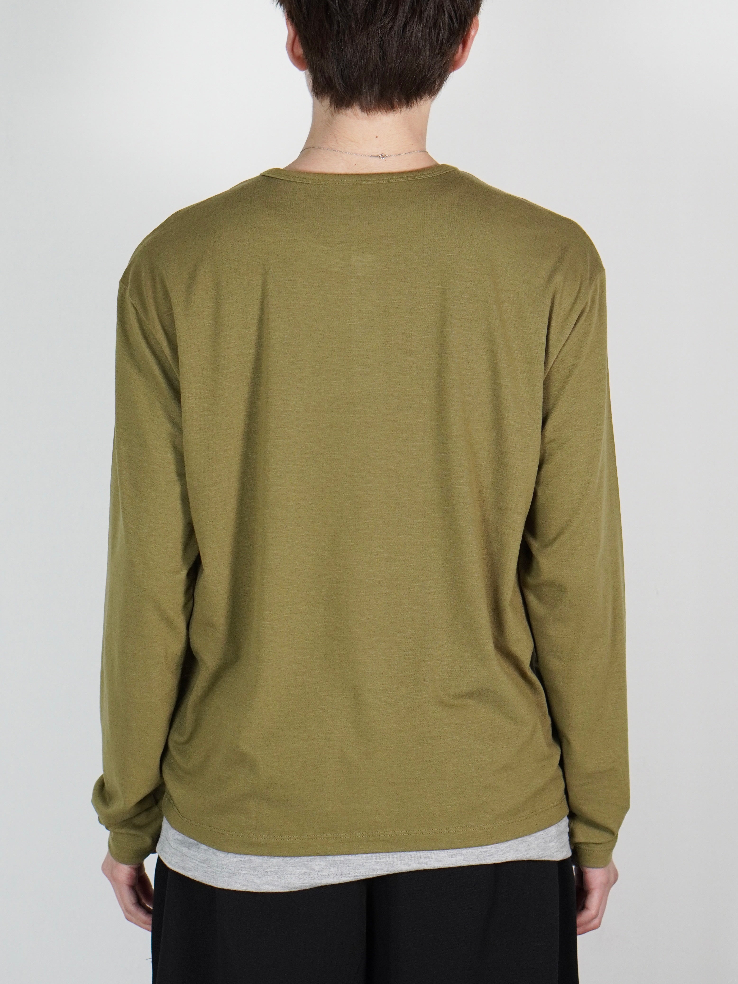 受注制【Chikashitsu +】double layered henley neck long sleeve