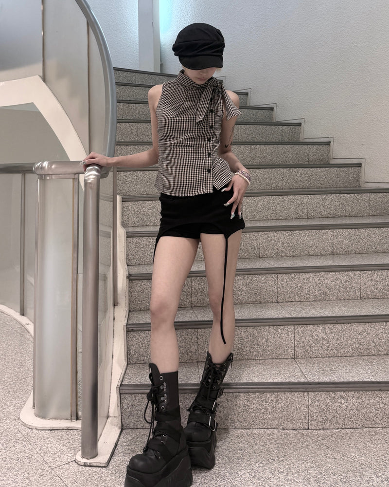 渋谷109店WEB限定受注制【nmtc+】Check Ribbon Tie Blouse