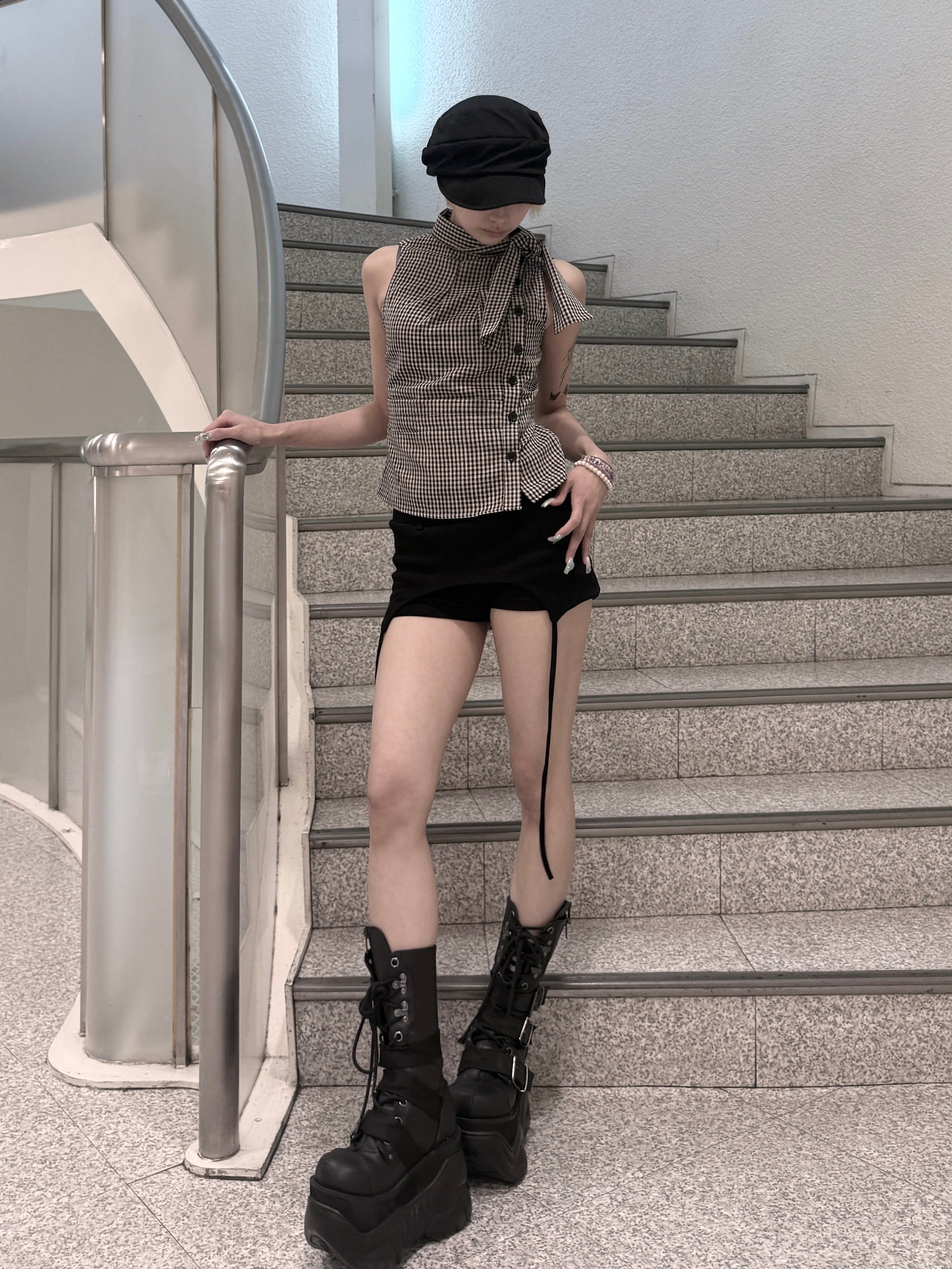 渋谷109店WEB限定受注制【nmtc+】Check Ribbon Tie Blouse