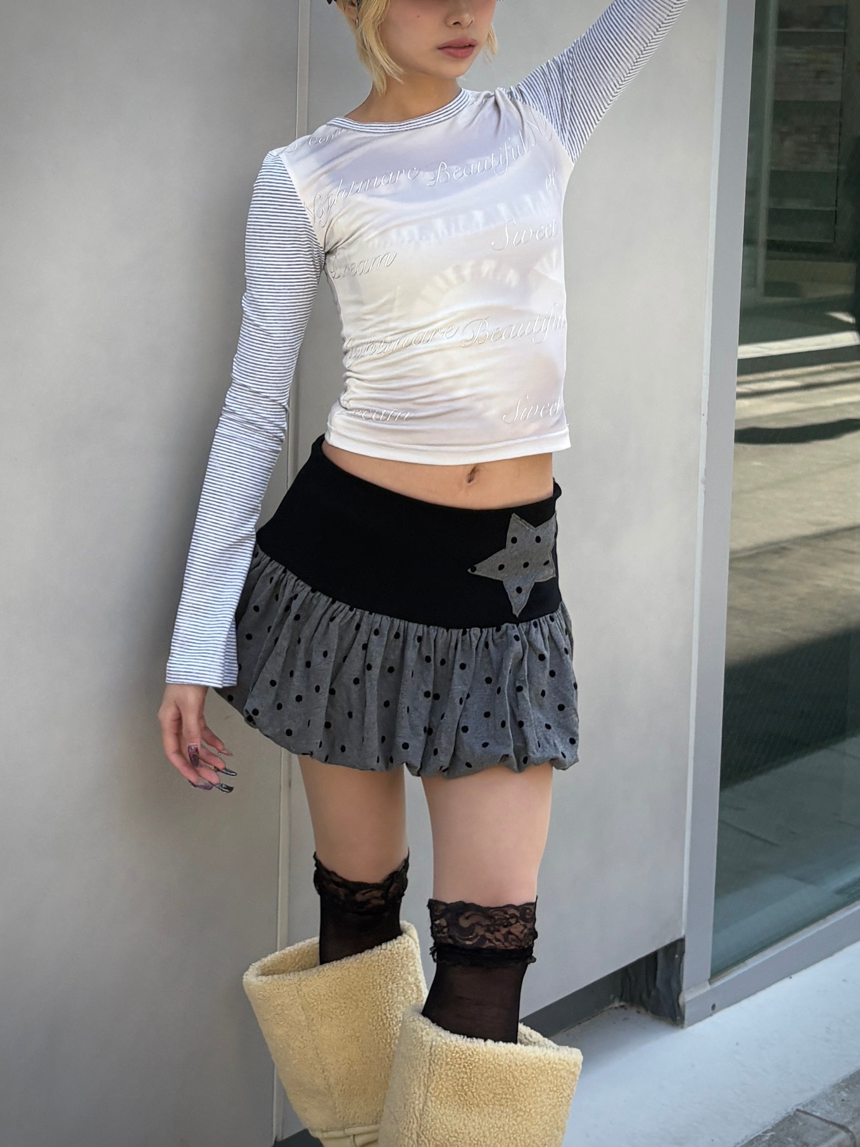 【Never mind the XU】star dot balloon skirt