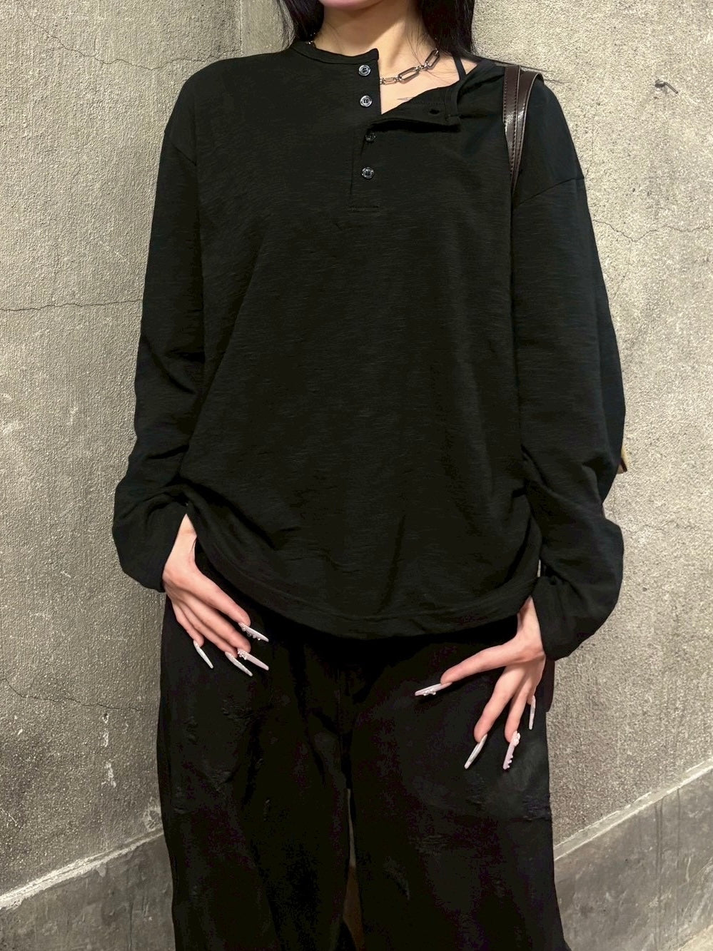 受注制【youll】basic henry neck long sleeve (2color)