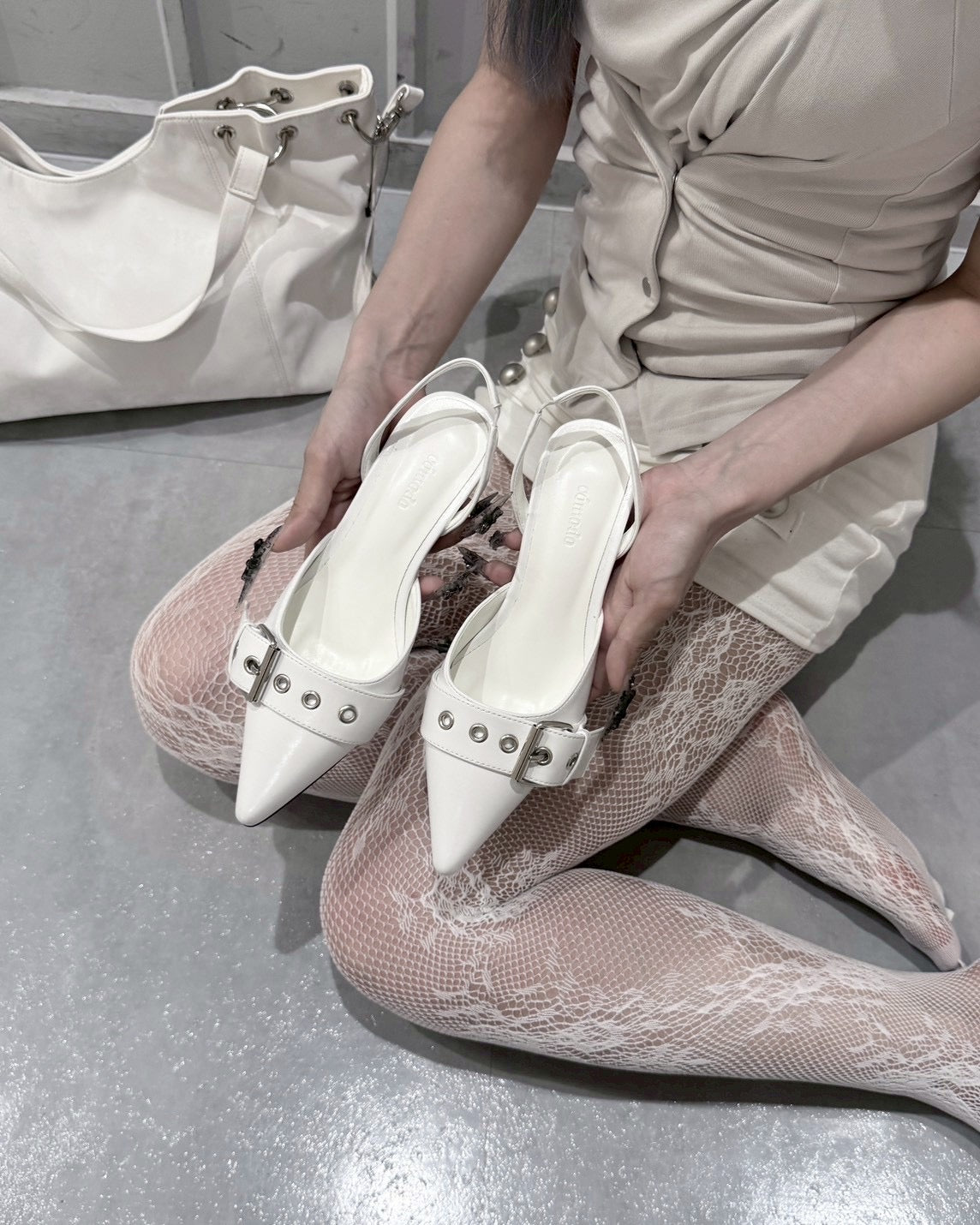受注制【nmtc+】Buckle Strap Stiletto Slingback Heels (2color)