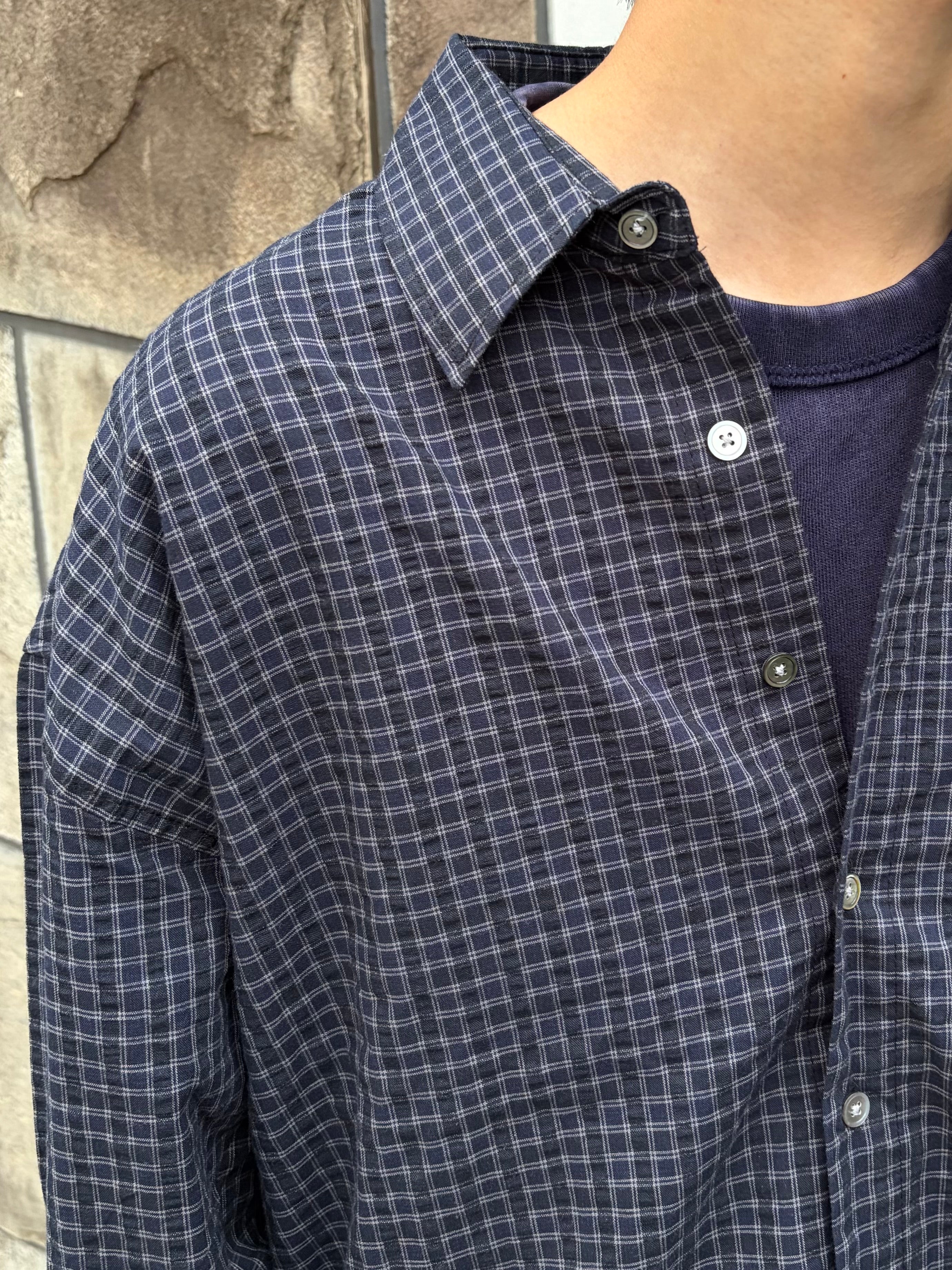 東京店WEB限定受注制【Chikashitsu +】relax check shirt (2color)