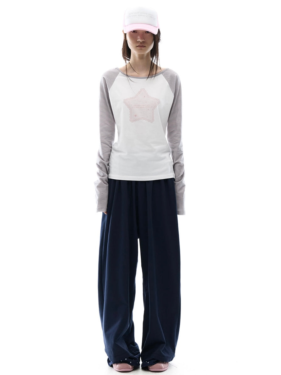 【OJOS】Stripe Raglan Long Sleeve