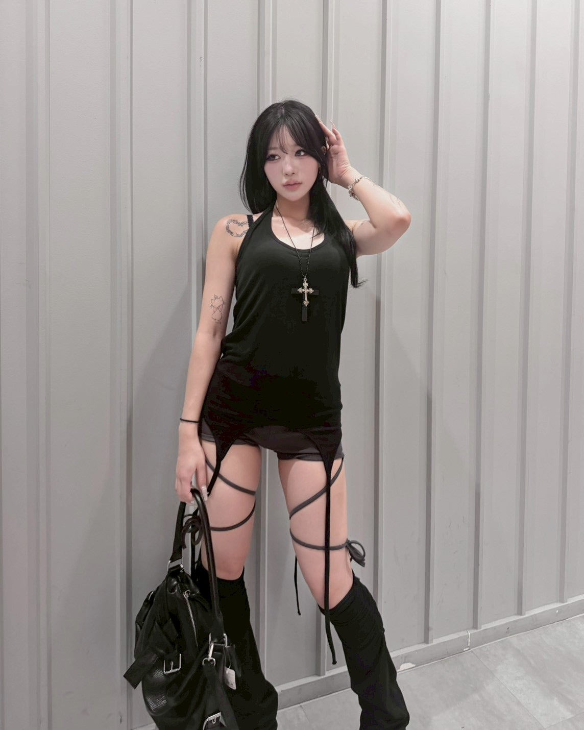 受注制【nmtc+】Layered Halter Strap Tank Dress (3color)