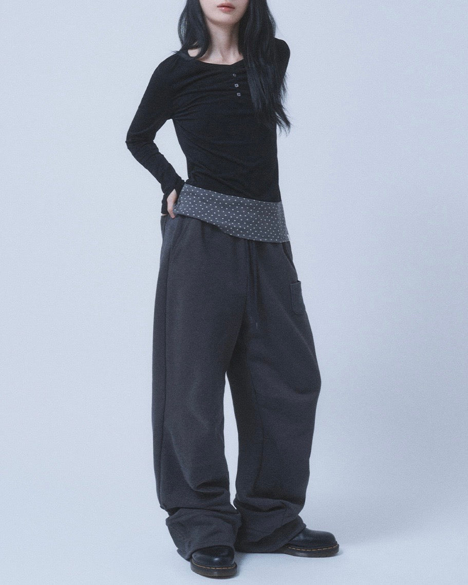 【TUOMIO】ROLL-UP BUTTON SWEATPANTS