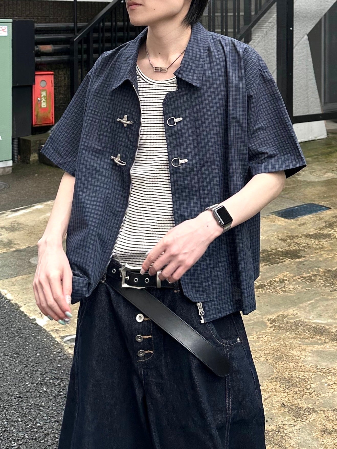 大阪店WEB限定受注制【Chikashitsu +】double buckle shirt jacket (2color)