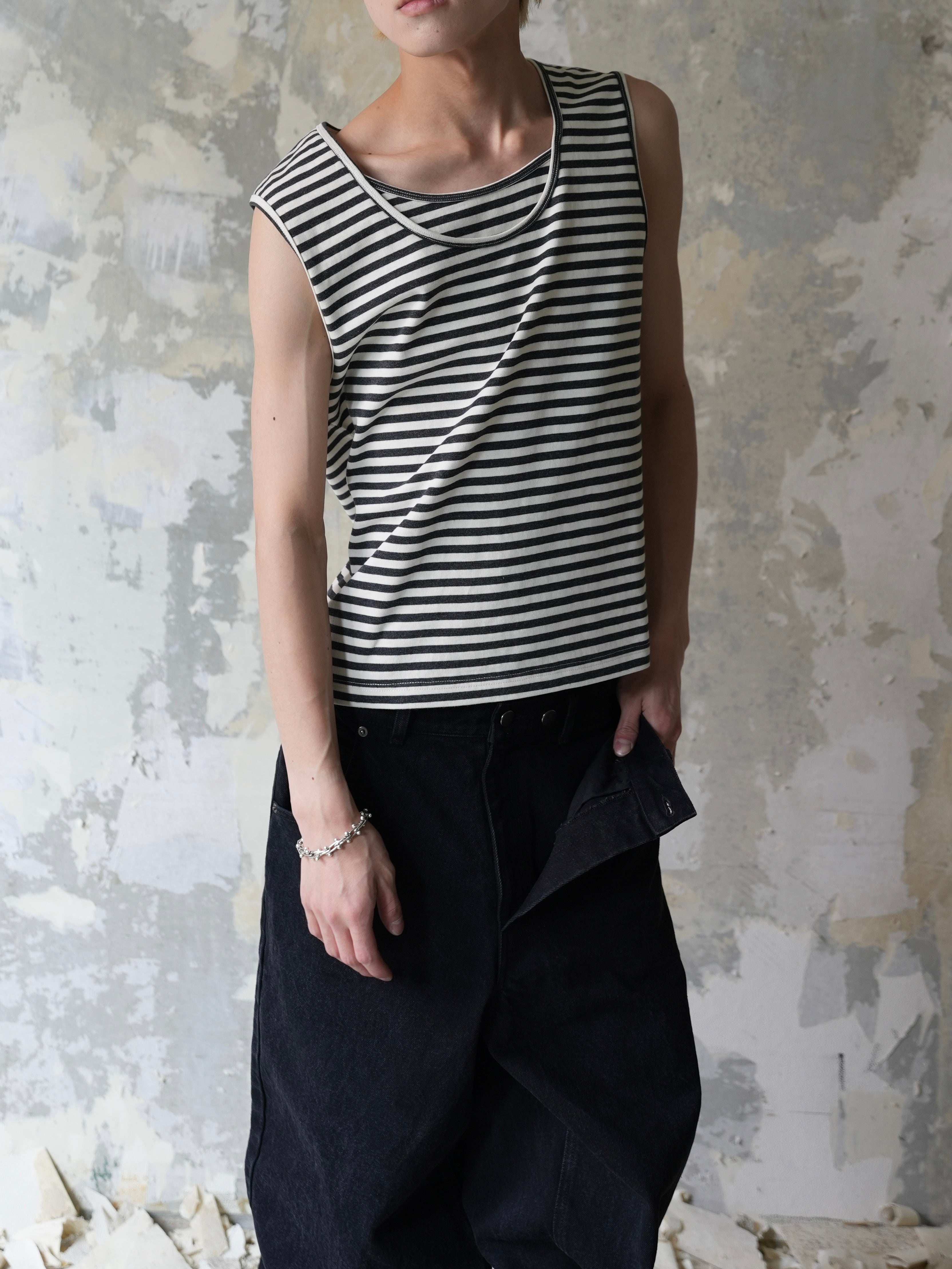 【Lee fi Ne】Layered Stripe Tank