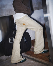 【BEBOF】Beige Side Cut Flared Jeans