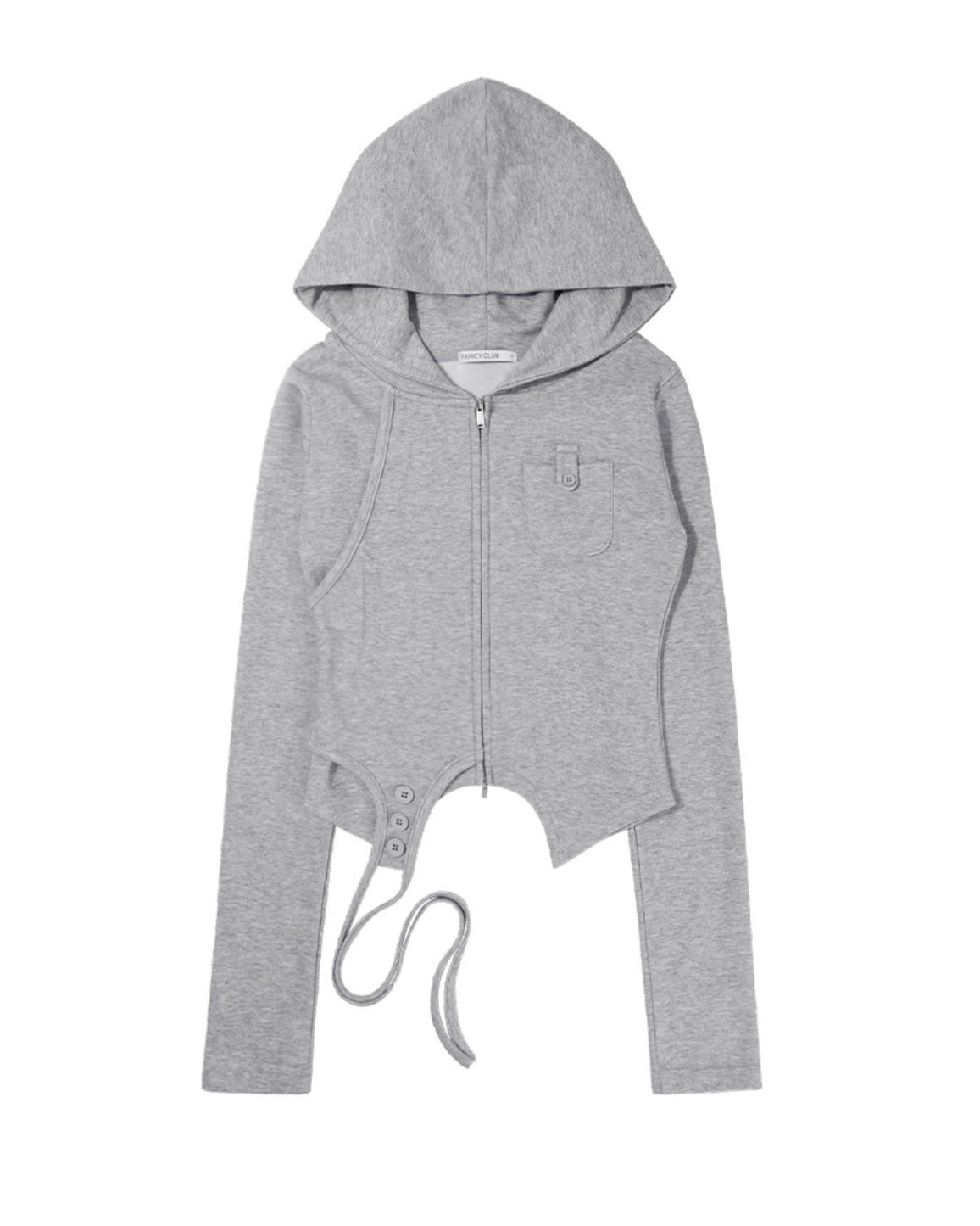 【FANCY CLUB】OVERLAY CROP HOODED ZIP-UP