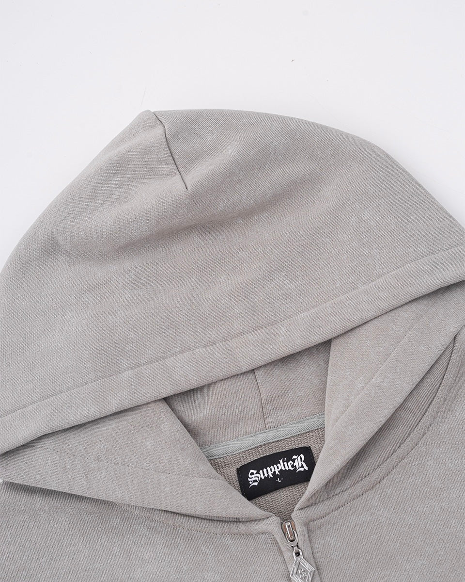 【SUPPLIER】Spray Cross Rhinestone Zip Hoodie