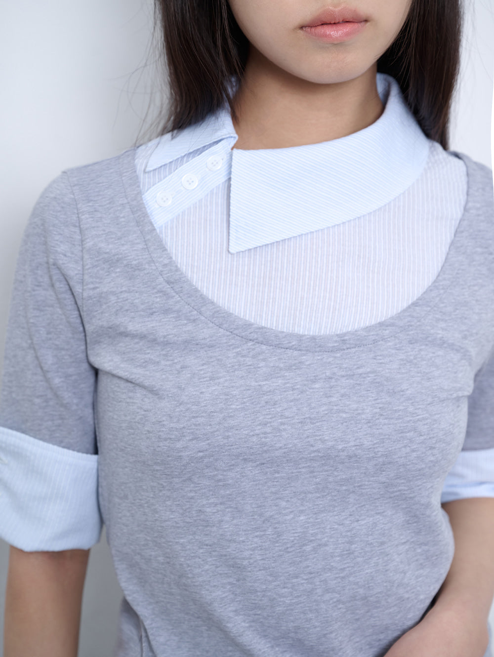 【TUOMIO】ASYMMETRIC COLLAR TOP