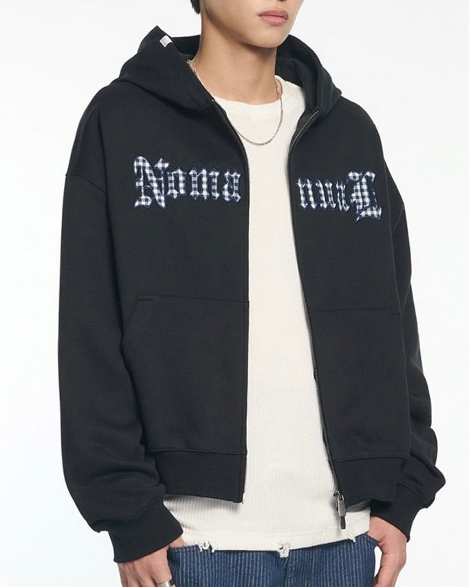 【NOMANUAL】GOTHIC CHECK PATCH HOODED ZIP-UP