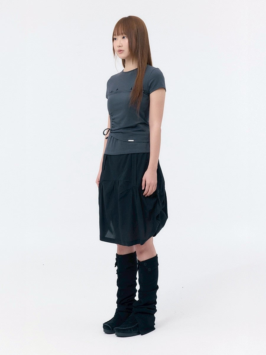 【Miseki seoul】String shirring short sleeve
