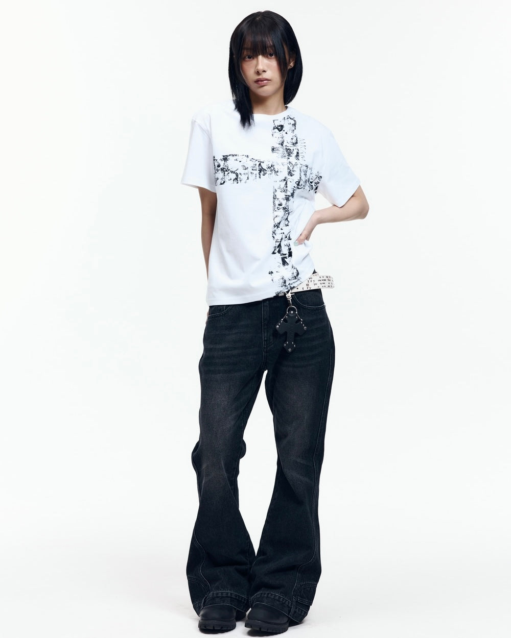 【AAKAM】Mosaic Cross Half Top