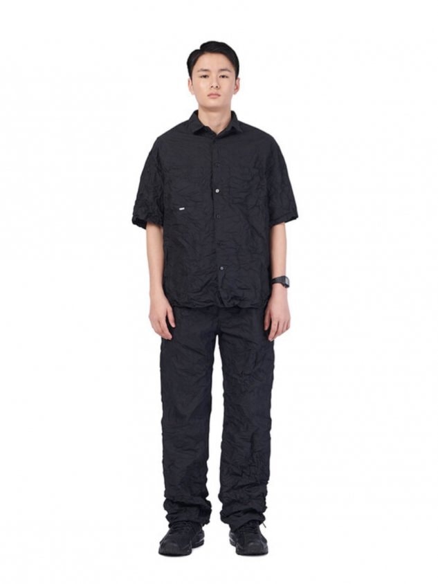 【NOMANUAL】WRINKLED SHORT SLEEVE SHIRT - BLACK