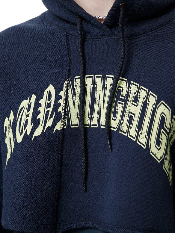 【running high】ARCH LOGO LAYERED CROP HOODIE