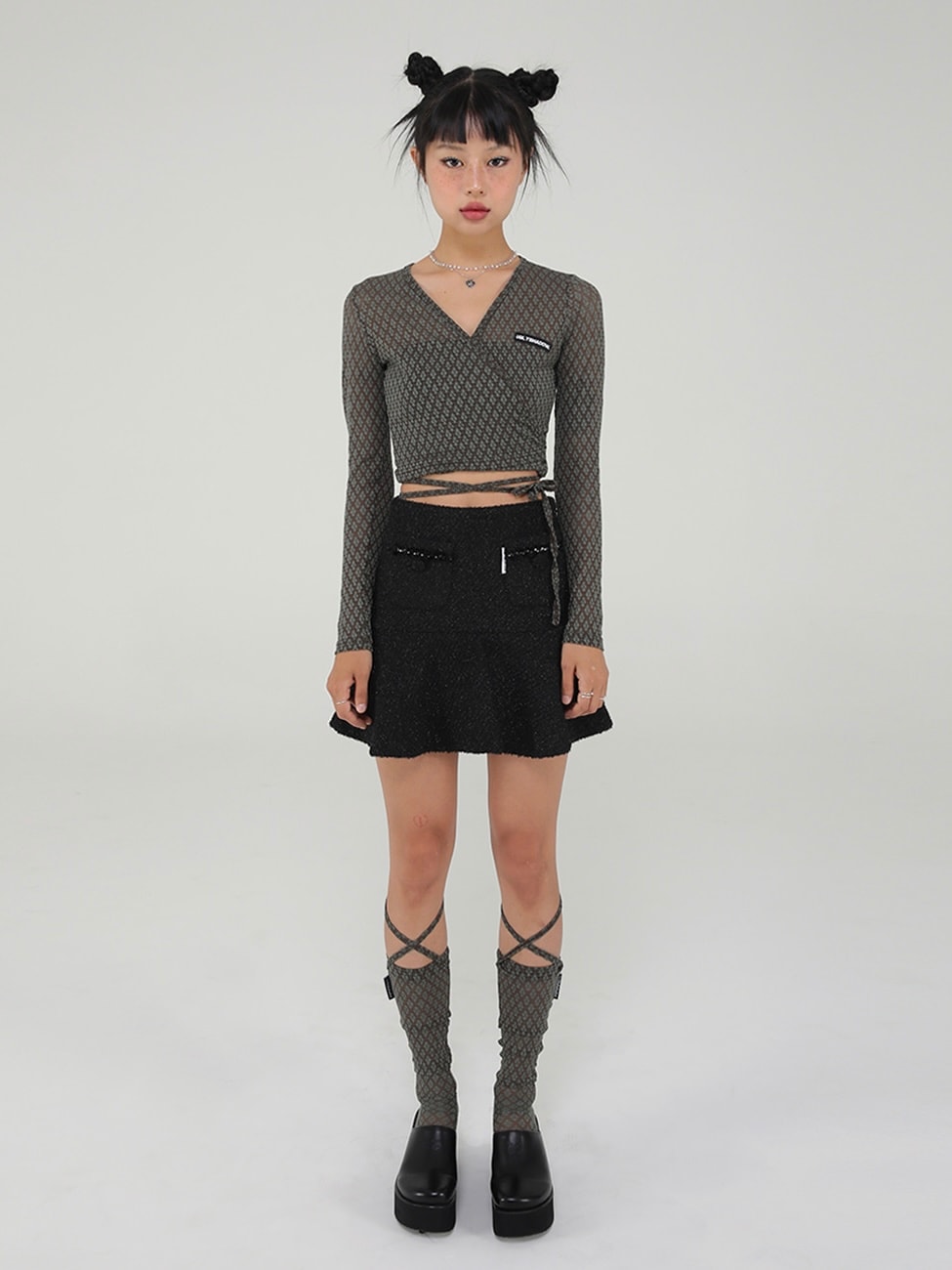 12/21 20:00 再販【Uglyshadow】LACE LONG SOCKS (5color)