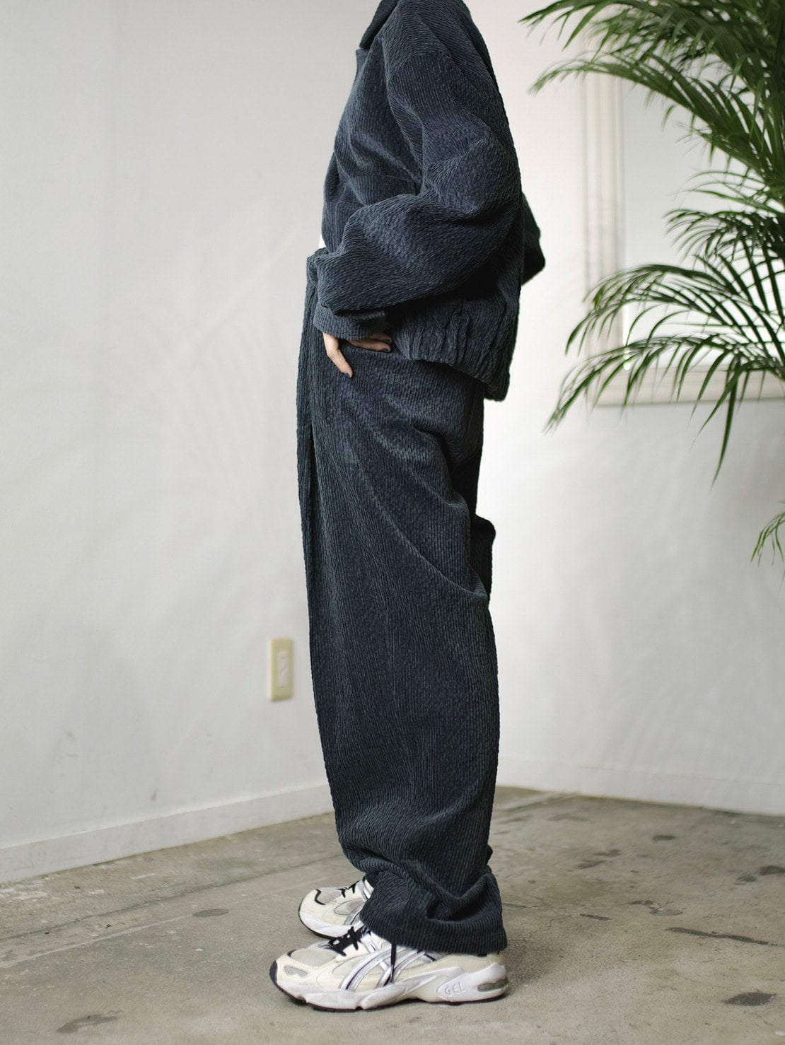 受注制【Chikashitsu +】set up high waist corduroy pants (3color)