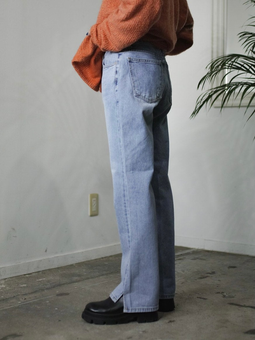 受注制【Chikashitsu +】side slit denim pants