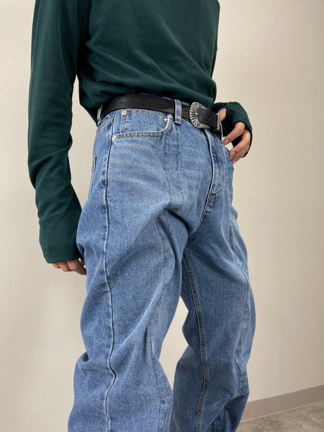 受注制【Chikashitsu +】wire design denim pants