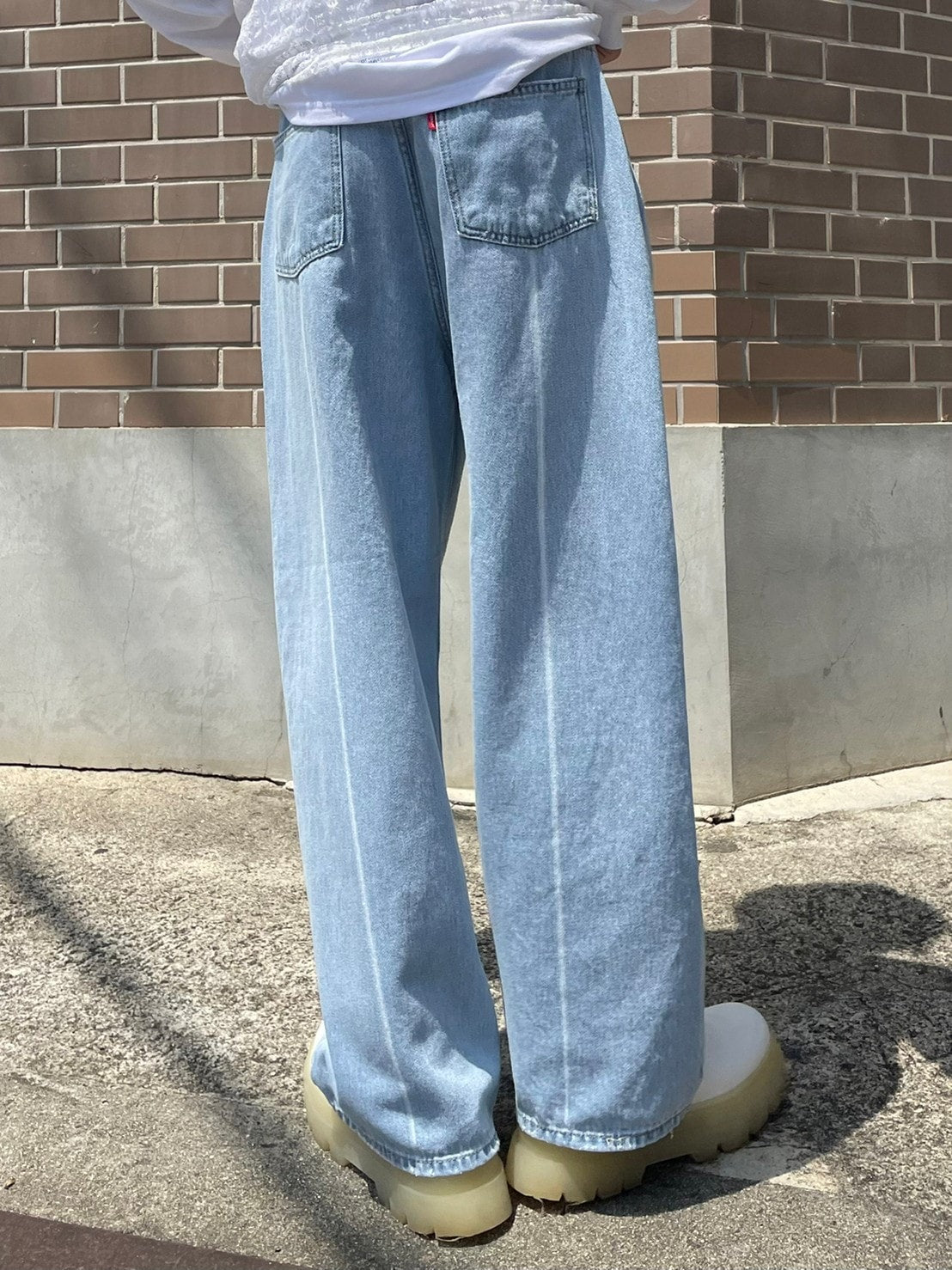 【Chikashitsu +】center breach denim pants (2color)