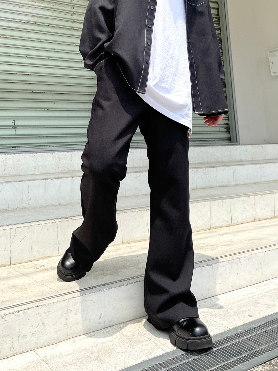 【Chikashitsu + ORIGINAL】full length flare slacks (2color)