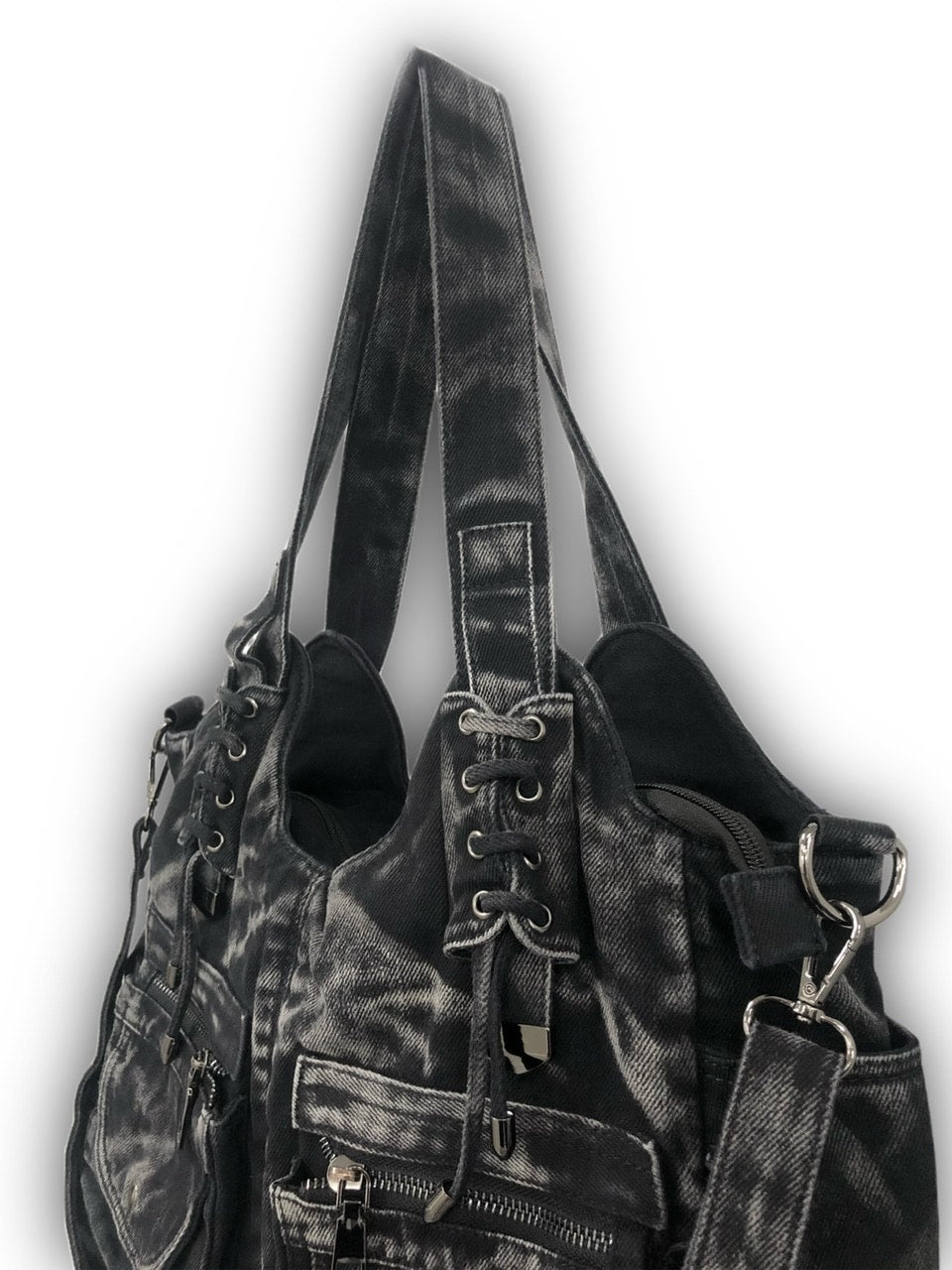 国際配送【Never mind the XU】2way denim bag (2color) / 【ネバーマインドザエックスユー】ツーウェイデニムショルダーバッグハンドバッグ