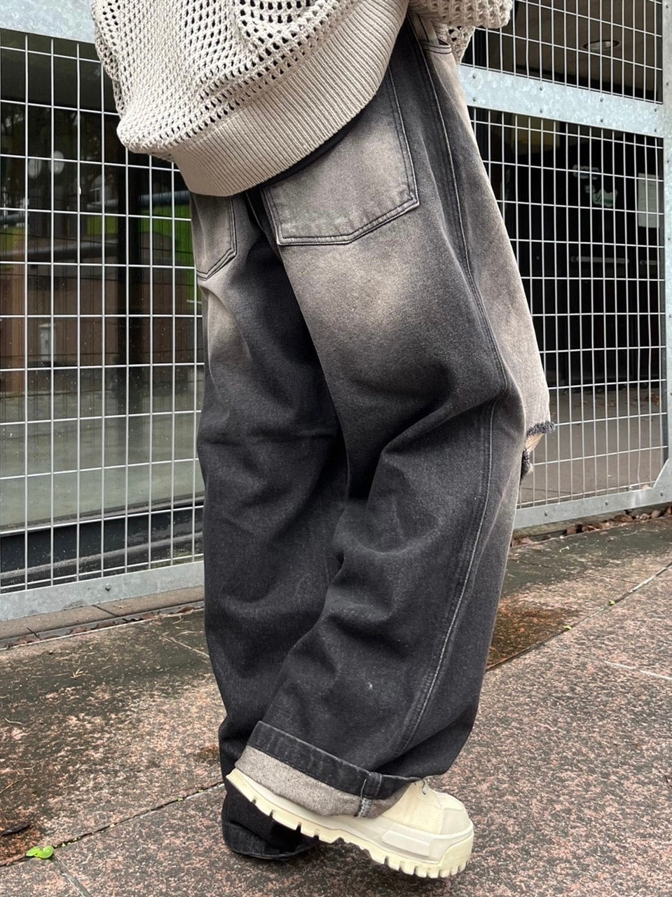 受注制【Chikashitsu +】vintage wash damage denim pants (2color)