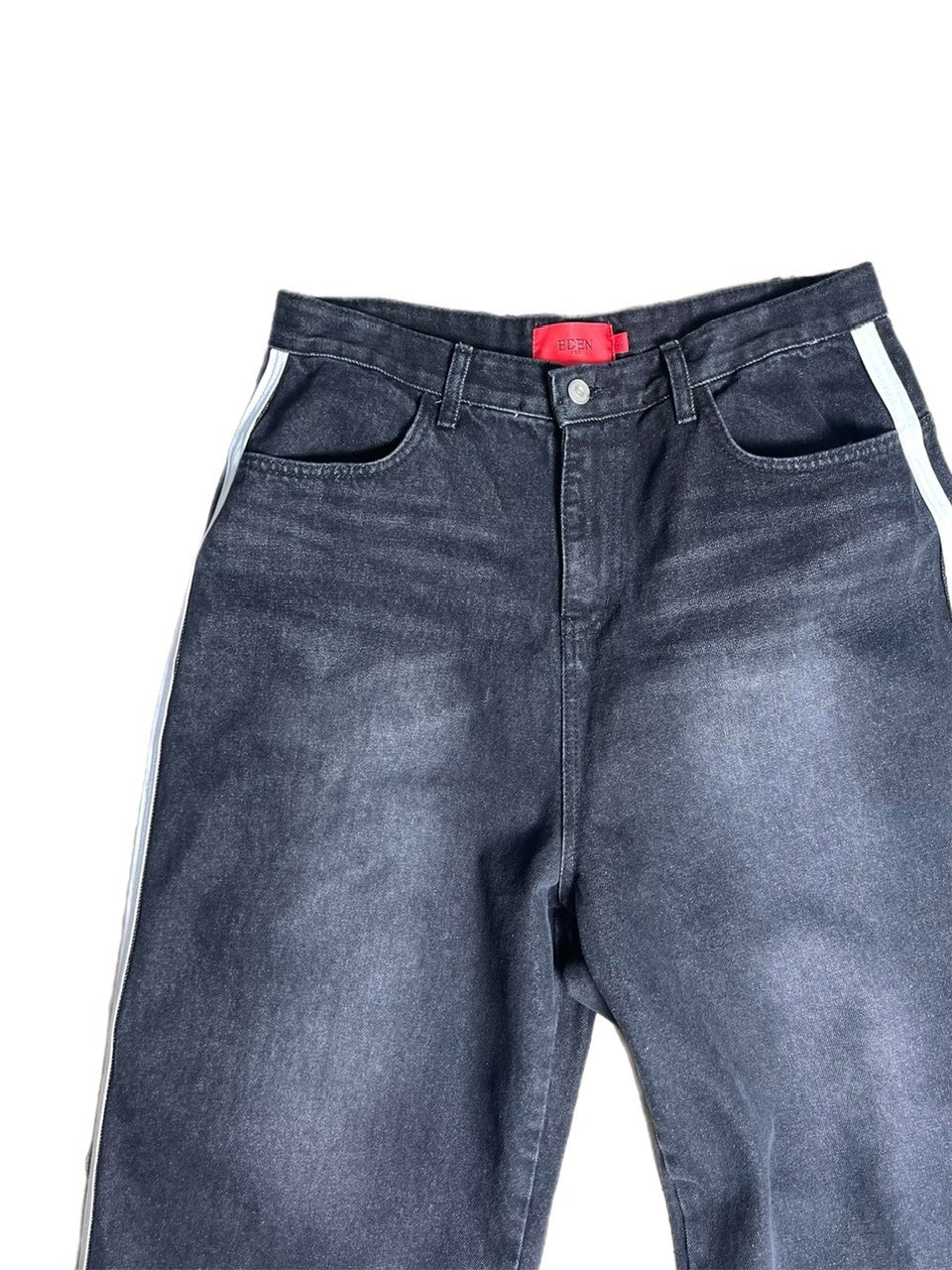 受注制【Chikashitsu +】oversized side line denim pants (2color)