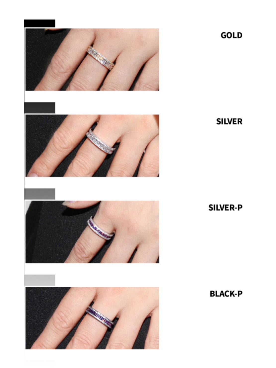 【BLACK PURPLE】AAA DIA CRYSTAL 3-LINE RING (MINI)