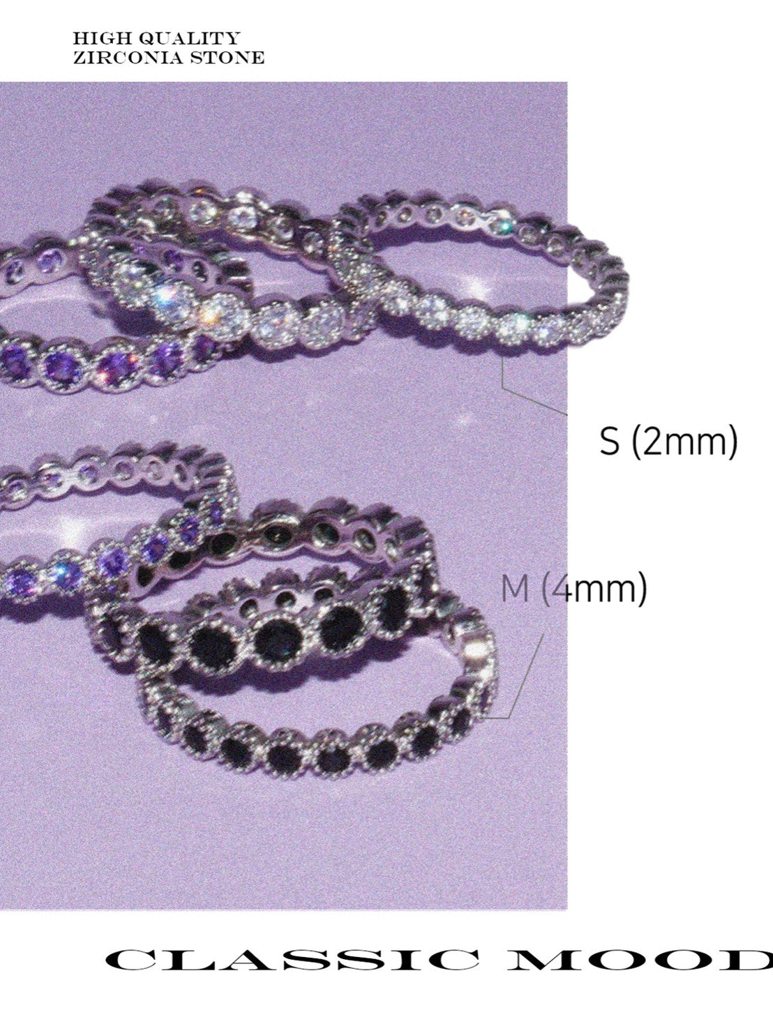 【BLACK PURPLE】TENNIS CHAIN CUBIC RING S