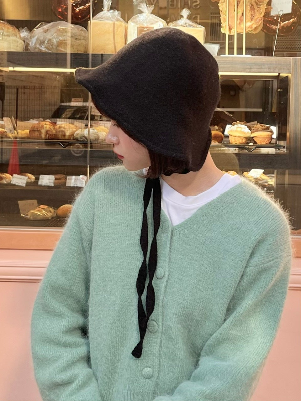 受注制【Chikashitsu +】strap knit hat (2color)