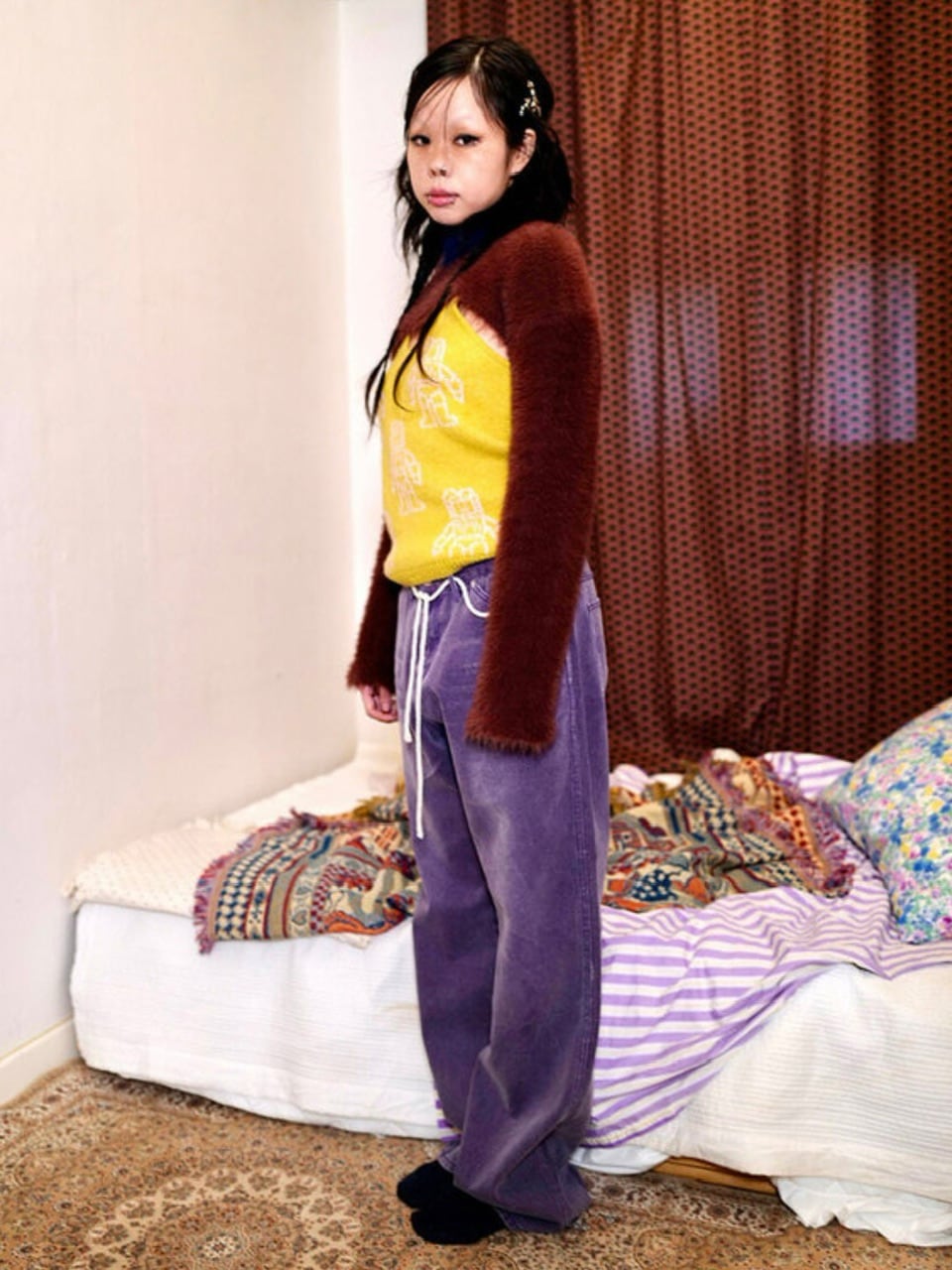 【YOUTHBATH】High-Neck Knit Top Set-up