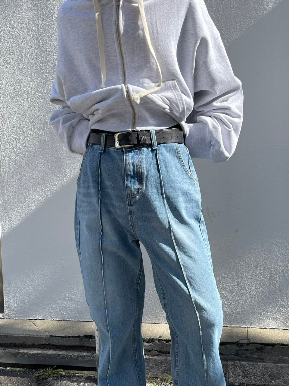 受注制【Chikashitsu +】center press denim pants 2
