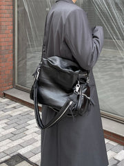 受注制【Chikashitsu +】zip design leather shoulder bag