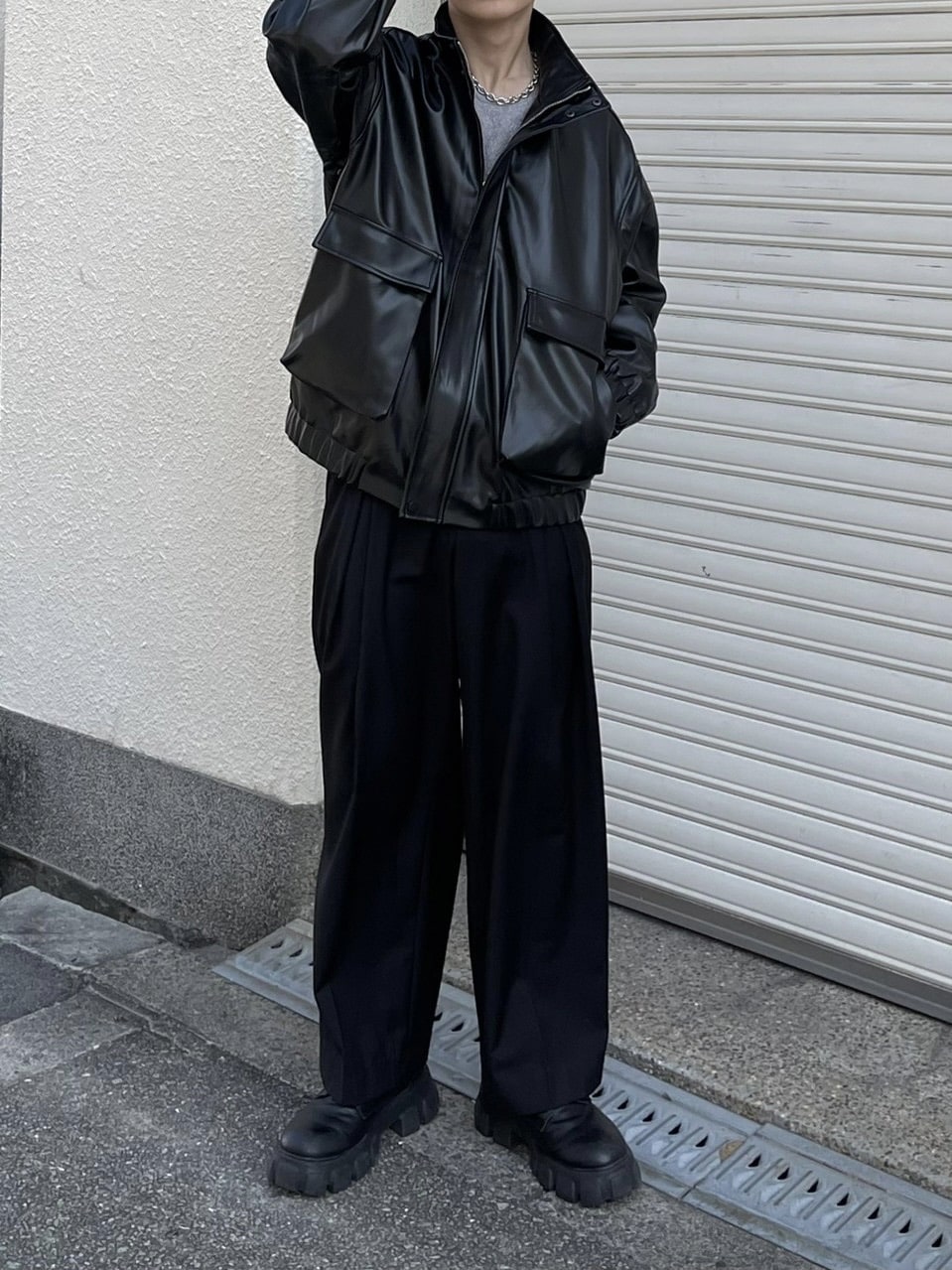受注制【Chikashitsu +】leather bomber jacket