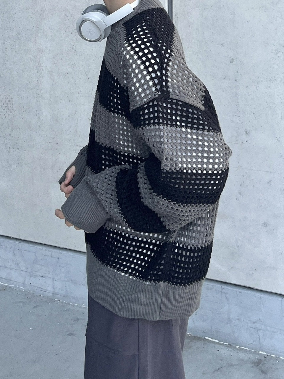 受注制【youll】mesh border knit (2color)