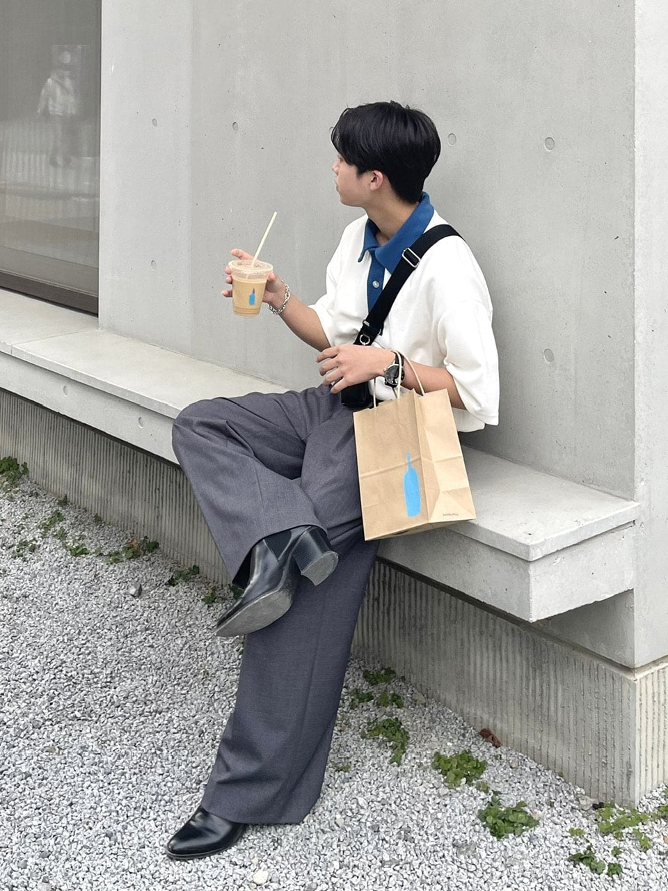 受注制【RENOL】bi-color collar tee (2color)