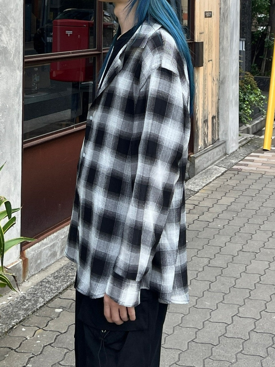 大阪店WEB限定受注制【Chikashitsu +】over fit shadow check shirt (3color)