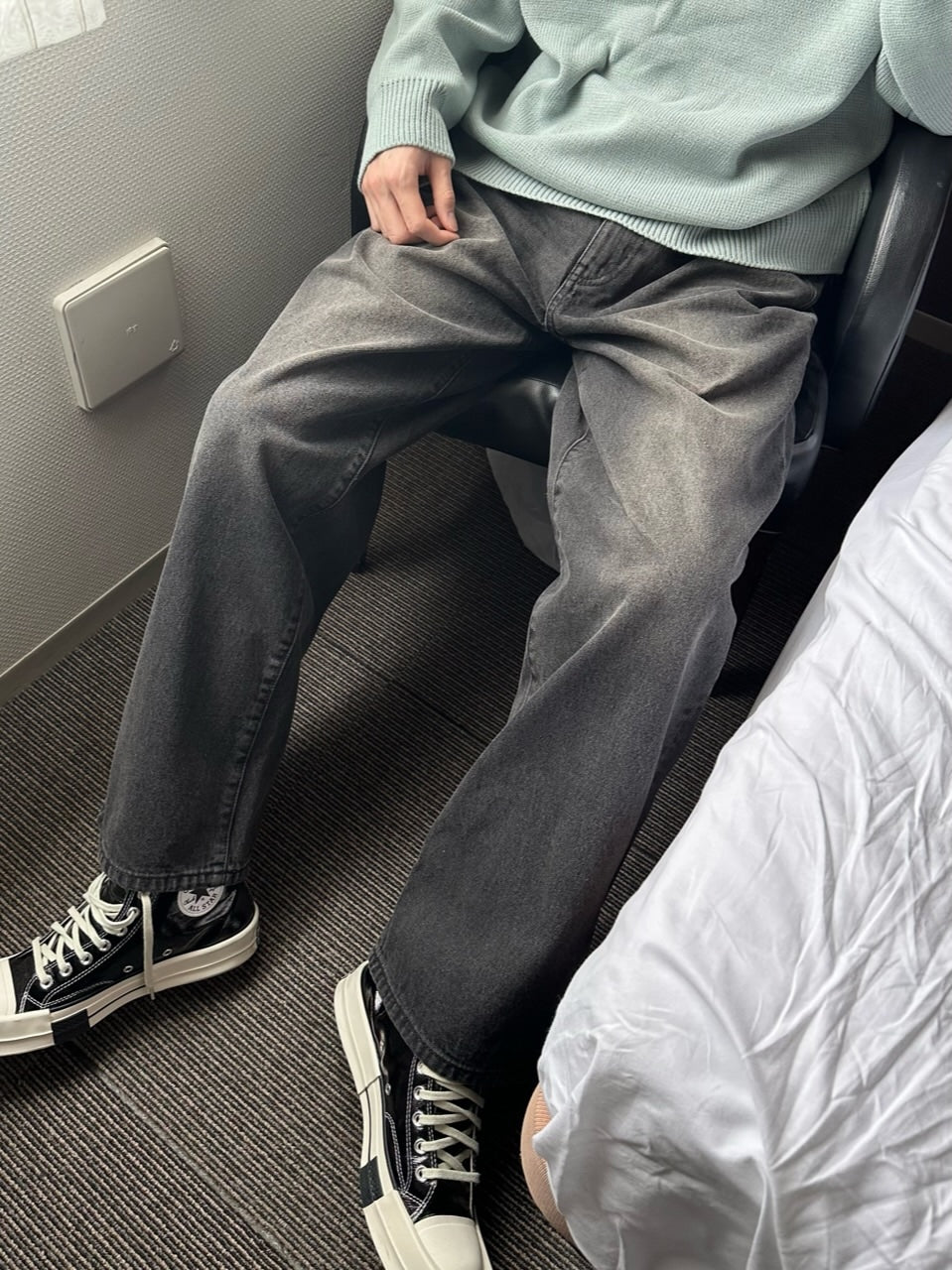 大阪店WEB限定受注制【Chikashitsu +】vintage color wash wide denim pants (3color)