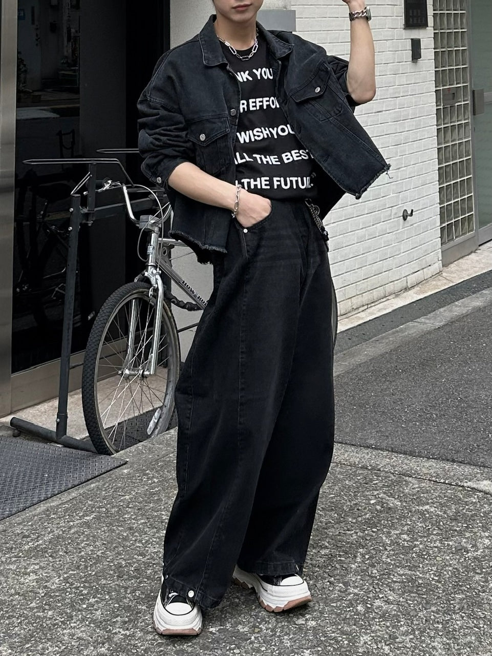 大阪店WEB限定受注制【Chikashitsu +】cutting cropped denim jacket (3color)