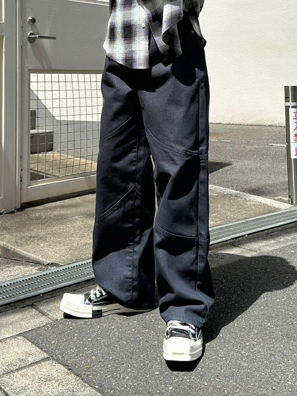 受注制【Chikashitsu +】set up design denim pants (2color)