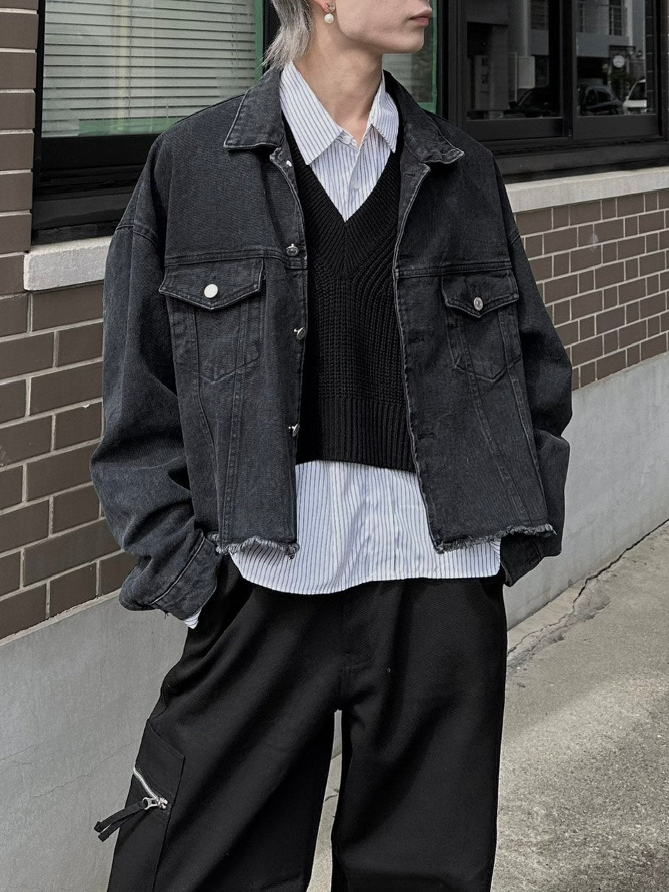 大阪店WEB限定受注制【Chikashitsu +】cropped box vest (2color)