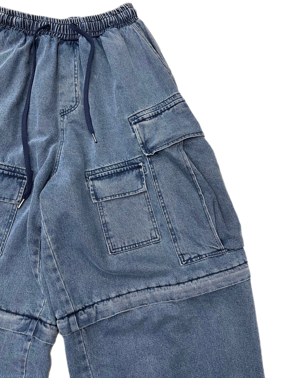 受注制【Chikashitsu +】2way heavy pocket denim cargo pants (2color)